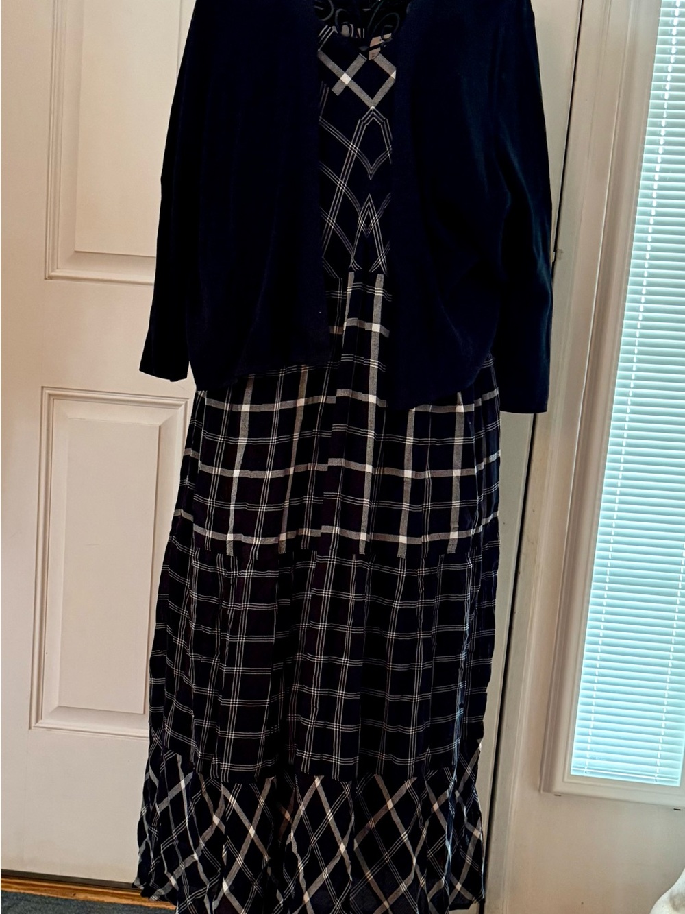J. Jill - New with Tags - Black and White Plaid Maxi Dress with Shrug